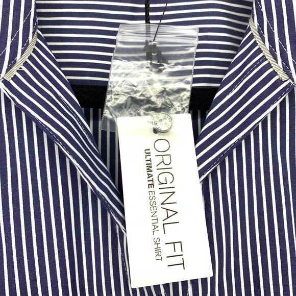 Express Ultimate Essential Shirt Womens Sz M Original Fit Blue White Striped NEW - Picture 6 of 7
